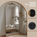 Antok Arched Full Length Mirror, 71"x28" Floor Mirror with Carved, Full Body Mirrors for HomeDecor, Standing/Halling Large Wall Mirror for Bedroom, Living Room, Cloakroom, Bronze, Retro Style - Image 6