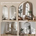 Antok Arched Full Length Mirror, 71"x28" Floor Mirror with Carved, Full Body Mirrors for HomeDecor, Standing/Halling Large Wall Mirror for Bedroom, Living Room, Cloakroom, Bronze, Retro Style - Image 7