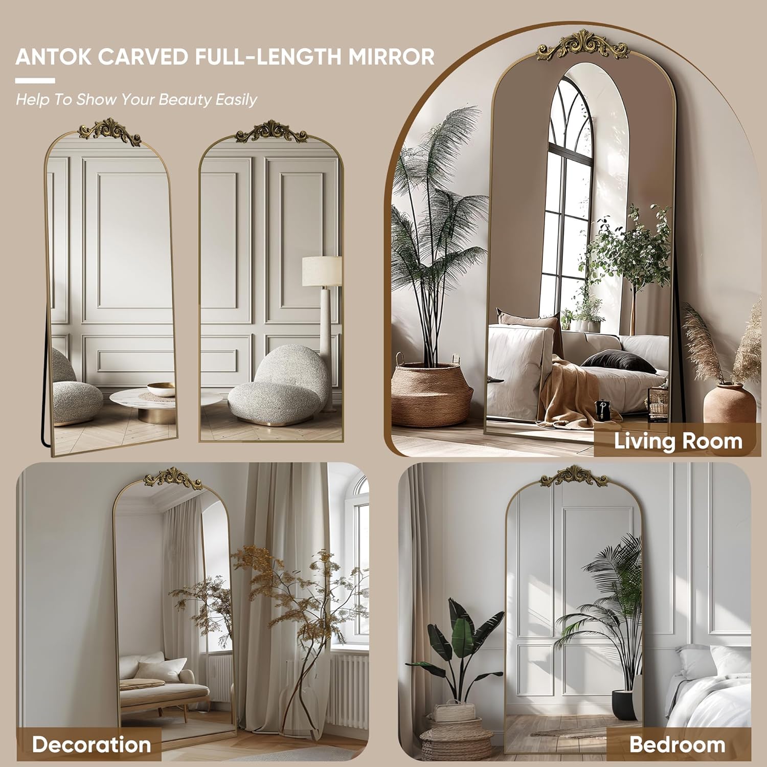 1761294340_Antok-Arched-Full-Length-Mirror-71x28-Floor-Mirror-with-Carved-Full-Body-Mirrors-for-HomeDecor-StandingHalling-Large-Wall-Mirror-for-Bedroom-Living-Room-Cloakroom-Bronze-Retro-Style.jpg Antok Arched Full Length Mirror, 71"x28" Floor Mirror with Carved, Full Body Mirrors for HomeDecor, Standing/Halling Large Wall Mirror for Bedroom, Living Room, Cloakroom, Bronze, Retro Style - Image 7