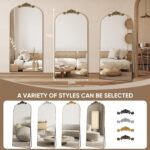 Antok Arched Full Length Mirror, 71"x28" Floor Mirror with Carved, Full Body Mirrors for HomeDecor, Standing/Halling Large Wall Mirror for Bedroom, Living Room, Cloakroom, Bronze, Retro Style - Image 8