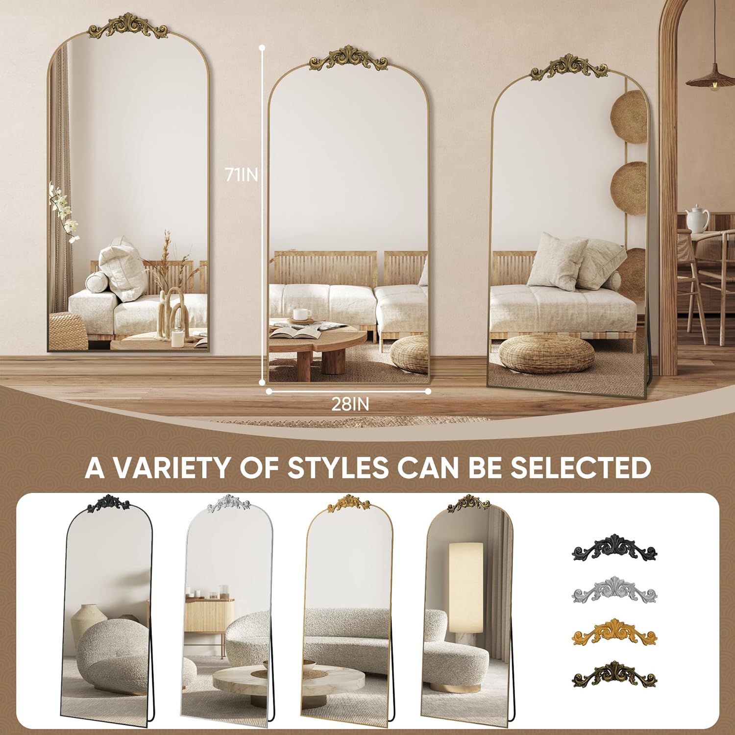 1761294341_Antok-Arched-Full-Length-Mirror-71x28-Floor-Mirror-with-Carved-Full-Body-Mirrors-for-HomeDecor-StandingHalling-Large-Wall-Mirror-for-Bedroom-Living-Room-Cloakroom-Bronze-Retro-Style.jpg Antok Arched Full Length Mirror, 71"x28" Floor Mirror with Carved, Full Body Mirrors for HomeDecor, Standing/Halling Large Wall Mirror for Bedroom, Living Room, Cloakroom, Bronze, Retro Style - Image 8