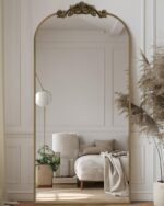 Antok Arched Full Length Mirror, 71"x28" Floor Mirror with Carved, Full Body Mirrors for HomeDecor, Standing/Halling Large Wall Mirror for Bedroom, Living Room, Cloakroom, Bronze, Retro Style - Image 9