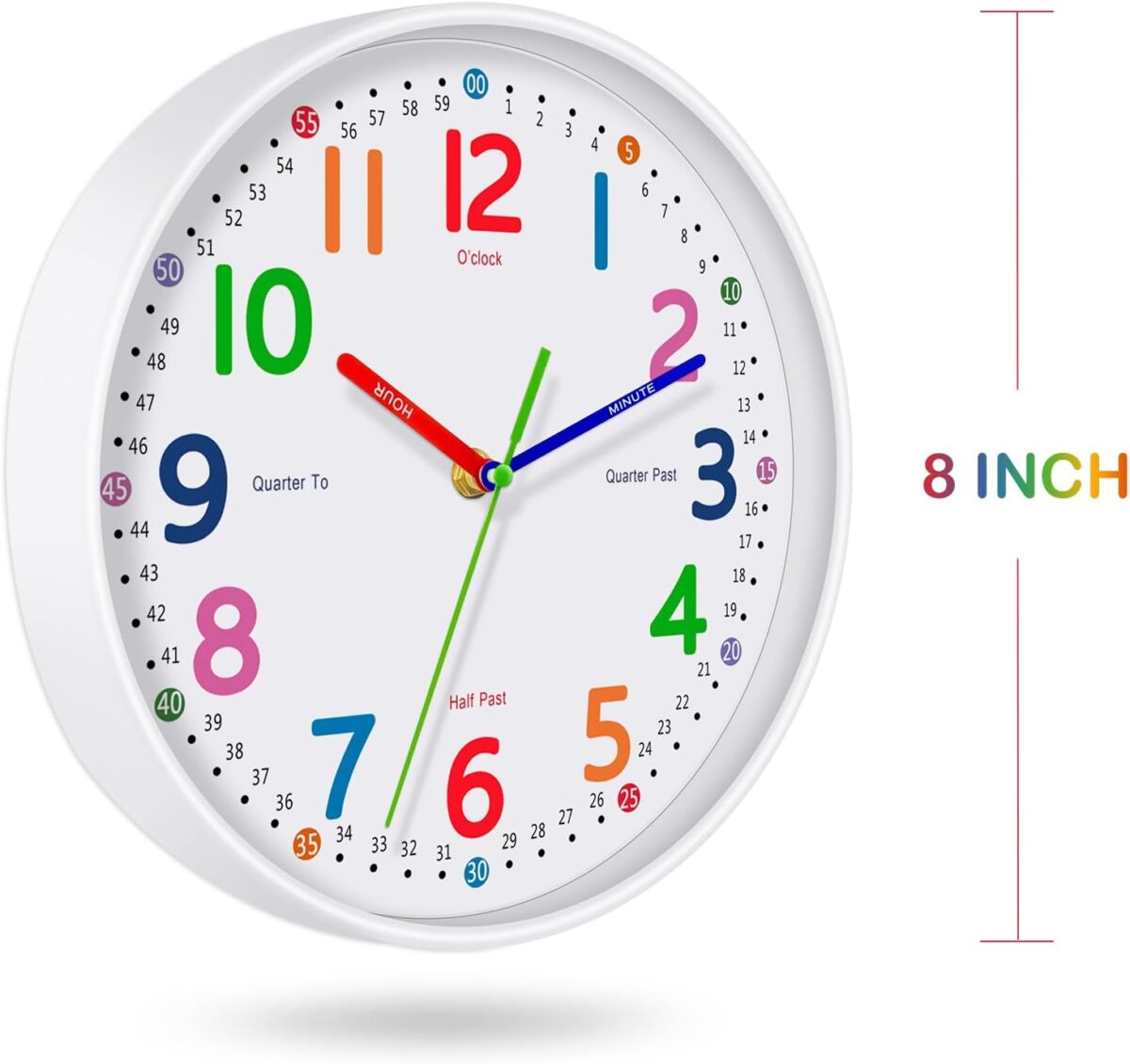 Silent Kids Wall Clock – Non-Ticking, Battery-Powered, Ideal for Teaching Time and Stylish Décor in Any Room - 8 Inch - Image 6