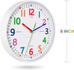 Silent Kids Wall Clock – Non-Ticking, Battery-Powered, Ideal for Teaching Time and Stylish Décor in Any Room - 8 Inch - Image 6