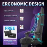 SITMOD Fabric Gaming Chair with Footrest-Breathable Computer Chair with Headrest & Lumbar Pillow,Big and Tall Ergonomic Gamer Chair for Heavy Adults,22.44" Deep Seat Gaming Chairs for Adults - Image 5