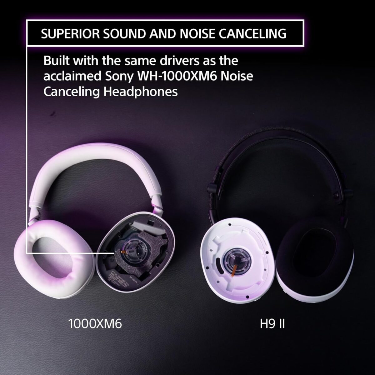 Sony INZONE H9 II Wireless Noise Canceling Gaming Headset, WH-1000XM6 Drivers, Lightweight, Detachable Cardoid AI Mic, 2.4GHz and Bluetooth, Soft Case, for PC, PS5, Switch, and Mobile, White - Image 4
