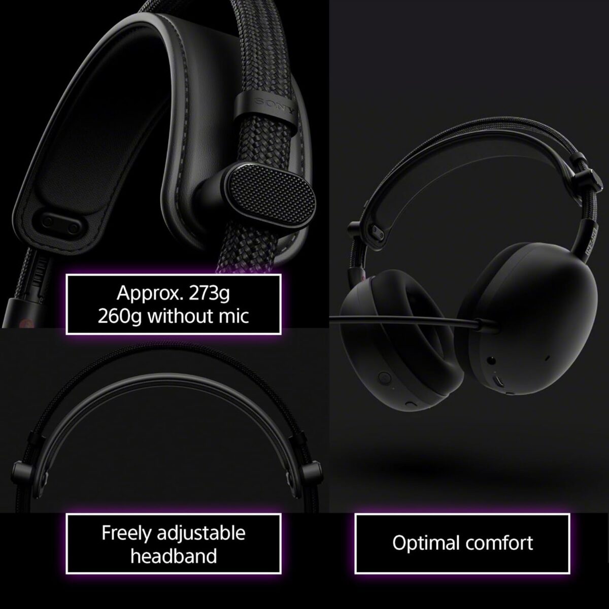 Sony INZONE H9 II Wireless Noise Canceling Gaming Headset, WH-1000XM6 Drivers, Lightweight, Detachable Cardoid AI Mic, 2.4GHz and Bluetooth, Soft Case, for PC, PS5, Switch, and Mobile, White - Image 5