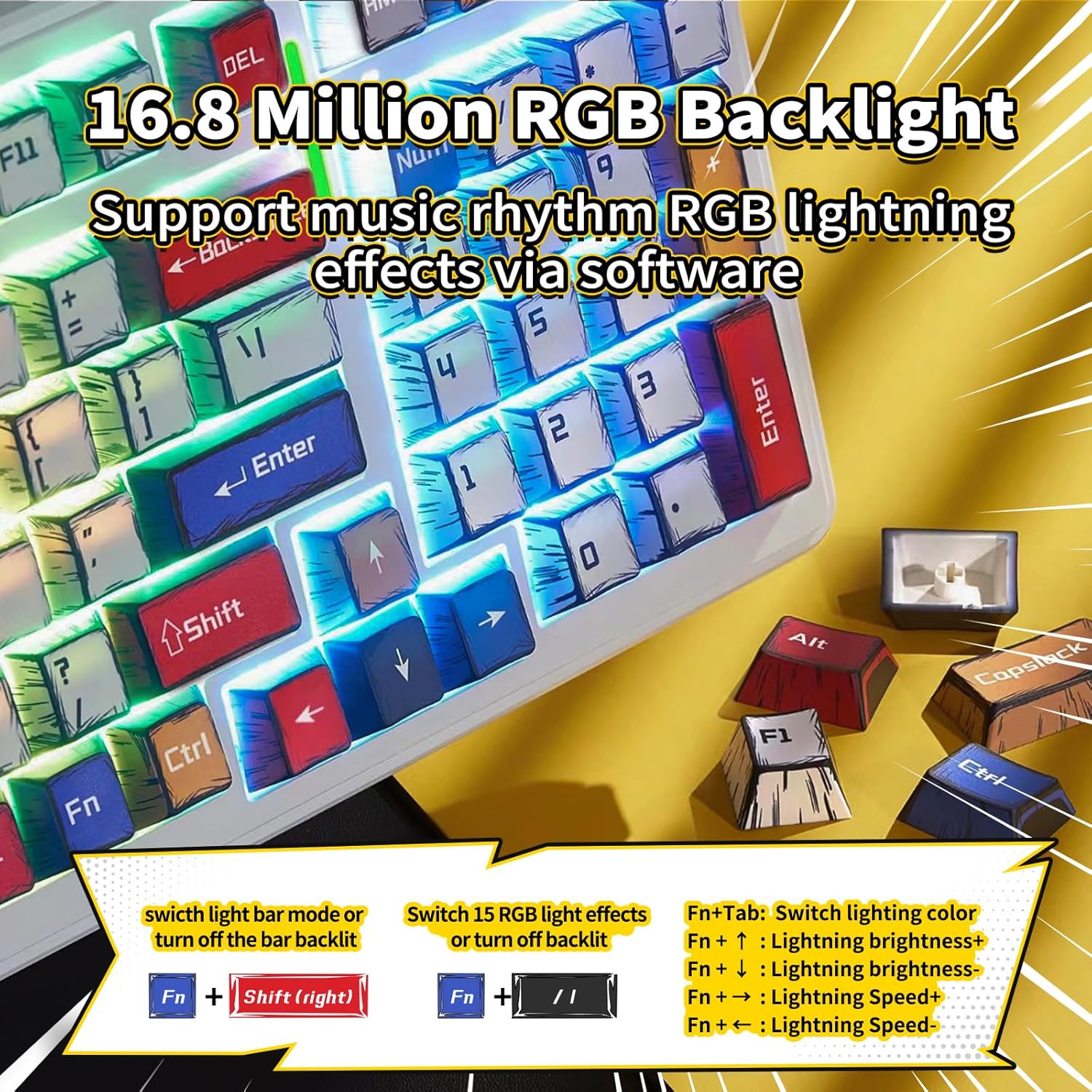 1761295906_x-Aula-F99-Wireless-Gaming-Keyboard-Bluetooth-Mechanical-Keyboard-Hot-Swappable-Custom-Creamy-Computer-Keyboards-RGB-Backlit-Tri-Mode-BT5.02.4GHzUSB-C-Gasket-Structure-Pre-lubed-Linear-Switches.jpg x Aula F99 Wireless Gaming Keyboard, Bluetooth Mechanical Keyboard Hot Swappable Custom Creamy Computer Keyboards, RGB Backlit, Tri-Mode BT5.0/2.4GHz/USB-C, Gasket Structure, Pre-lubed Linear Switches - Image 5