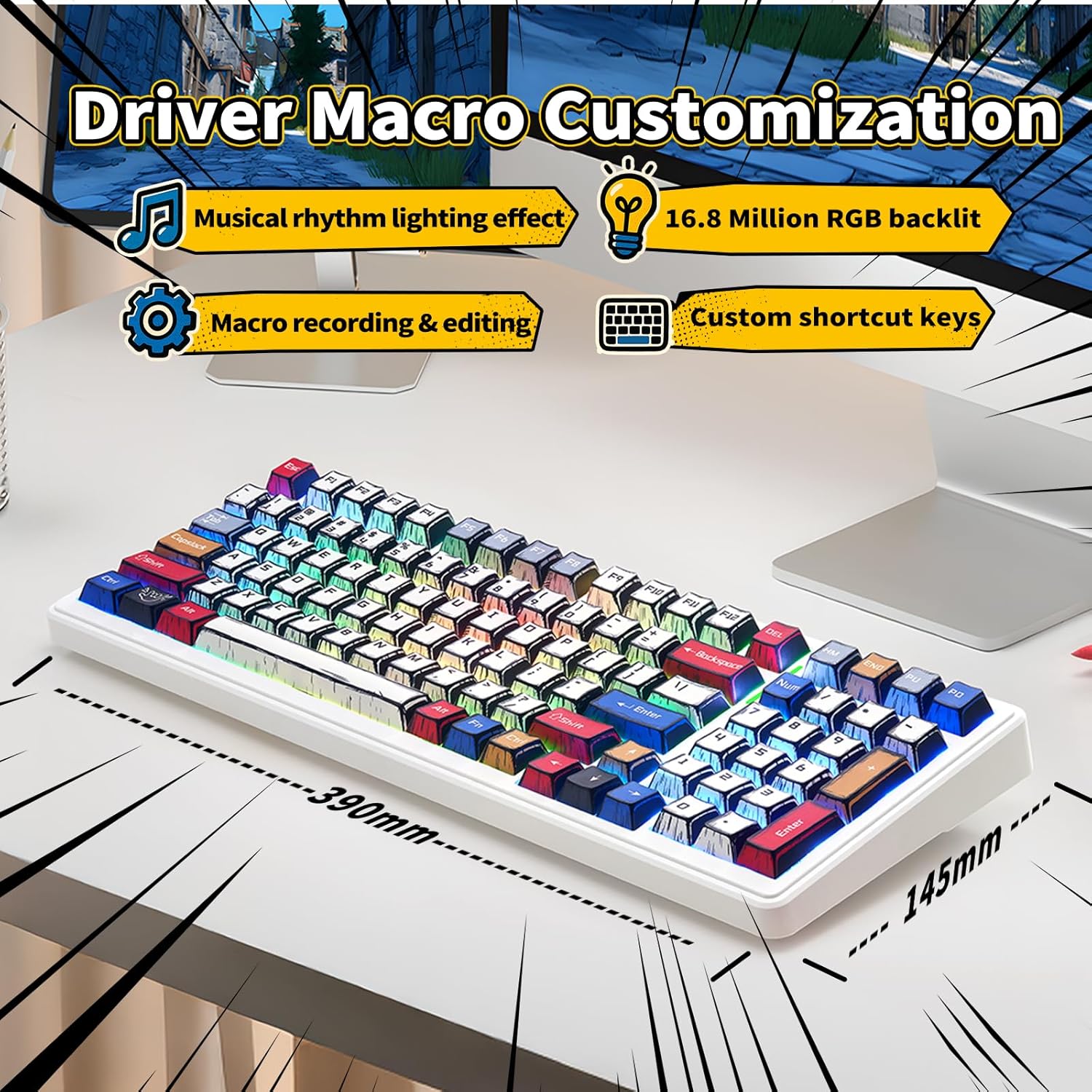 1761295910_x-Aula-F99-Wireless-Gaming-Keyboard-Bluetooth-Mechanical-Keyboard-Hot-Swappable-Custom-Creamy-Computer-Keyboards-RGB-Backlit-Tri-Mode-BT5.02.4GHzUSB-C-Gasket-Structure-Pre-lubed-Linear-Switches.jpg x Aula F99 Wireless Gaming Keyboard, Bluetooth Mechanical Keyboard Hot Swappable Custom Creamy Computer Keyboards, RGB Backlit, Tri-Mode BT5.0/2.4GHz/USB-C, Gasket Structure, Pre-lubed Linear Switches - Image 7