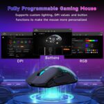 FFJ Master02 Wireless Gaming Mouse, 12000 DPI, Tri-Mode 2.4G/USB-C/Bluetooth 5.3 Gaming Mouse, Python Skin Texture RGB Backlit, 6 Programmable Buttons, 75Hr Battery Life for PC, Mac, PS5, XBOX - Black - Image 3