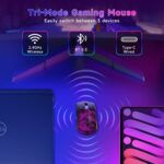 FFJ Master02 Wireless Gaming Mouse, 12000 DPI, Tri-Mode 2.4G/USB-C/Bluetooth 5.3 Gaming Mouse, Python Skin Texture RGB Backlit, 6 Programmable Buttons, 75Hr Battery Life for PC, Mac, PS5, XBOX - Black - Image 8