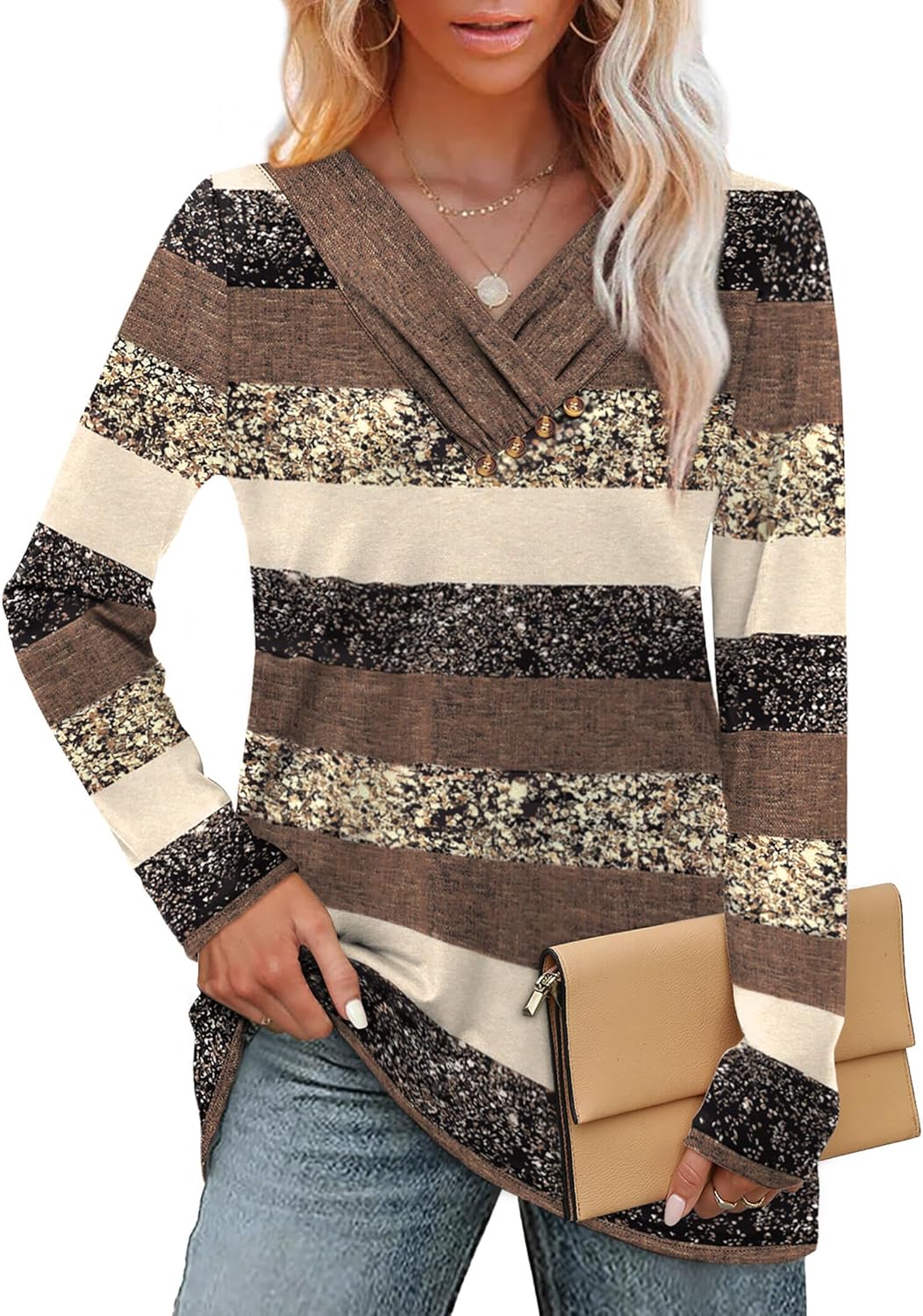 1761302898_WIHOLL-Long-Sleeve-Shirts-for-Women-Fall-Outfits-V-Neck-T-Shirts-Button-Down-Tunic-Tops-Fashion-Clothing.jpg WIHOLL Long Sleeve Shirts for Women Fall Outfits V Neck T Shirts Button Down Tunic Tops Fashion Clothing - Image 3