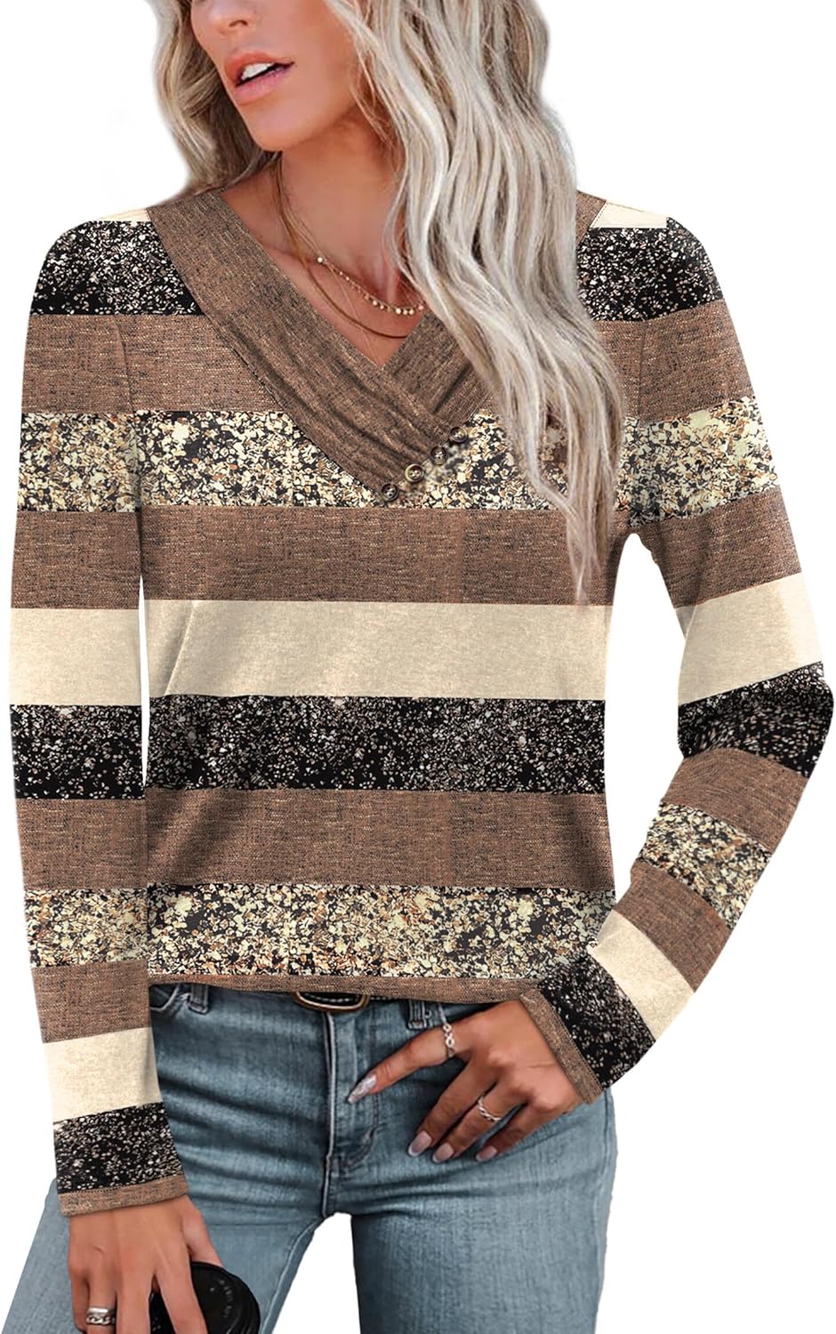 1761302900_WIHOLL-Long-Sleeve-Shirts-for-Women-Fall-Outfits-V-Neck-T-Shirts-Button-Down-Tunic-Tops-Fashion-Clothing.jpg WIHOLL Long Sleeve Shirts for Women Fall Outfits V Neck T Shirts Button Down Tunic Tops Fashion Clothing - Image 4