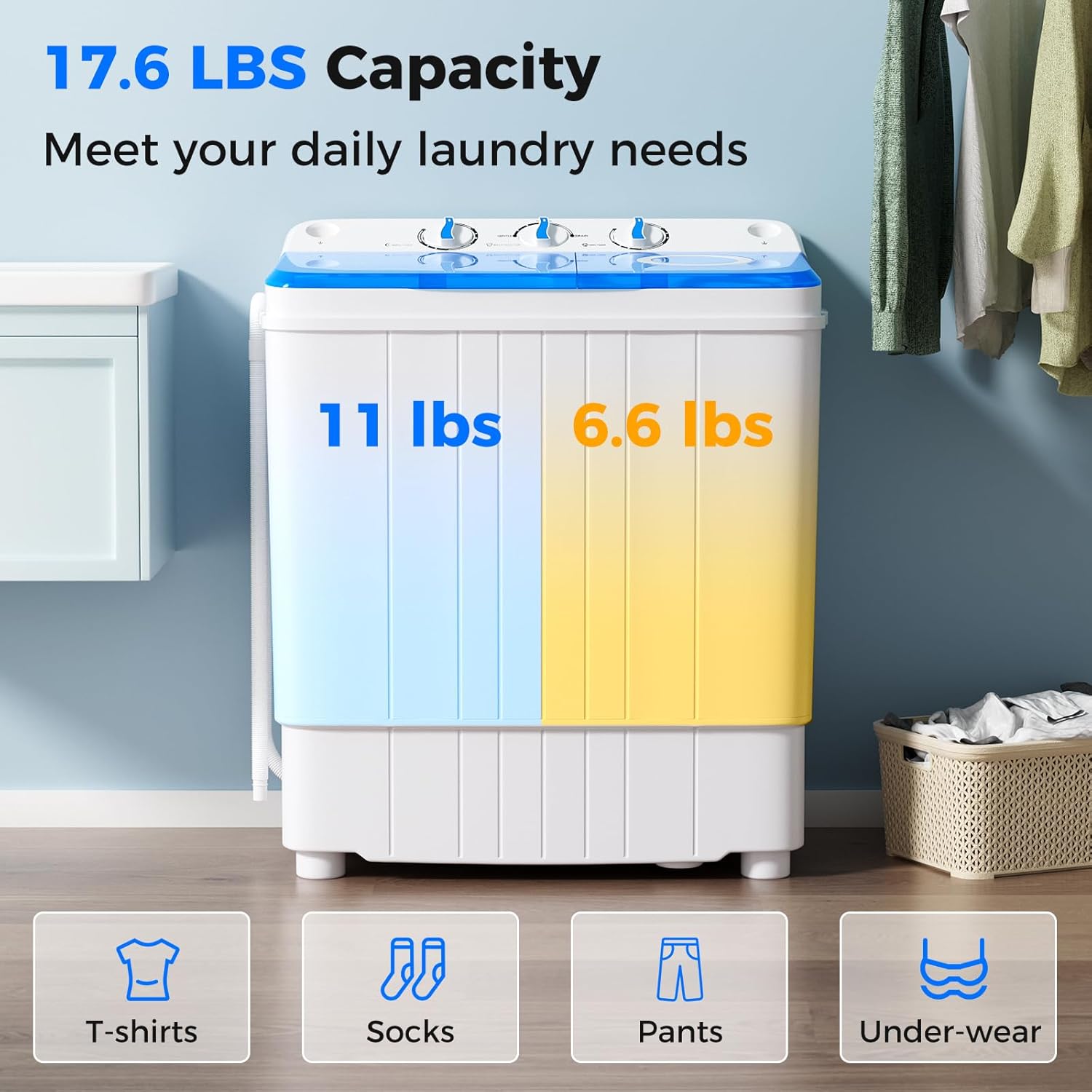 1761342718_Giantex-Portable-Washing-Machine-17.6lbs-Compact-Washer-Spinner-Combo-with-Pump-Drain-Twin-Tub-11lbs-Wash-6.6lbs-Spin-Lavadoras-Portatiles-for-Apartment-RV-Dorm-College-White-Blue.jpg Giantex Portable Washing Machine, 17.6lbs Compact Washer Spinner Combo with Pump Drain, Twin Tub 11lbs Wash & 6.6lbs Spin, Lavadoras Portatiles for Apartment RV Dorm College (White & Blue) - Image 3