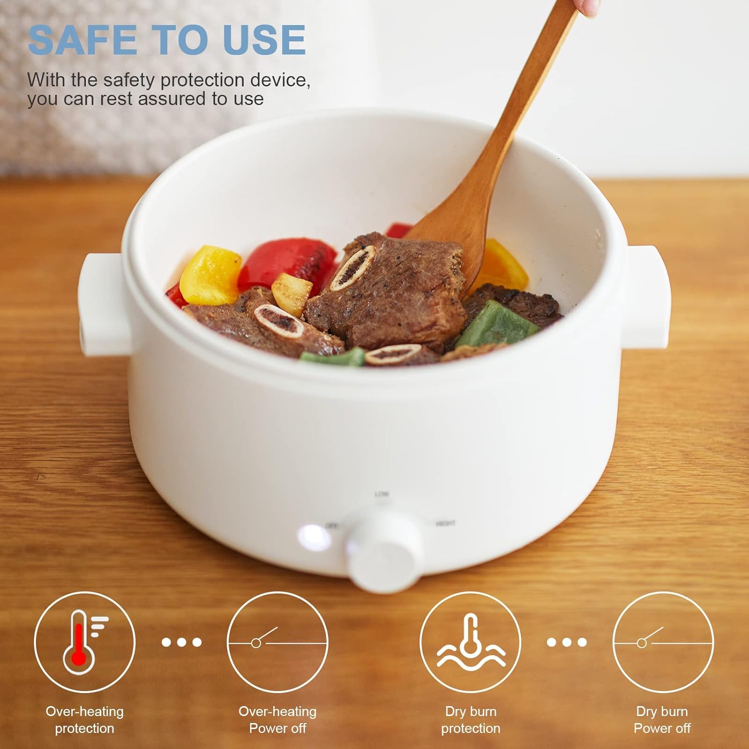 1761356258_Hot-Pot-Electric2L-Ceramic-Glaze-Non-stick-Pan-Portable-Hot-Pot-with-Dual-Power-Adjustment-Electric-Cooker-for-Egg-Ramen-OatmealSoup-Quick-Heating-and-Overheat-Protection.jpg Hot Pot Electric,2L Ceramic Glaze Non-stick Pan, Portable Hot Pot with Dual Power Adjustment, Electric Cooker for Egg, Ramen, Oatmeal,Soup Quick Heating and Overheat Protection - Image 3