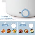 Hot Pot Electric,2L Ceramic Glaze Non-stick Pan, Portable Hot Pot with Dual Power Adjustment, Electric Cooker for Egg, Ramen, Oatmeal,Soup Quick Heating and Overheat Protection - Image 4