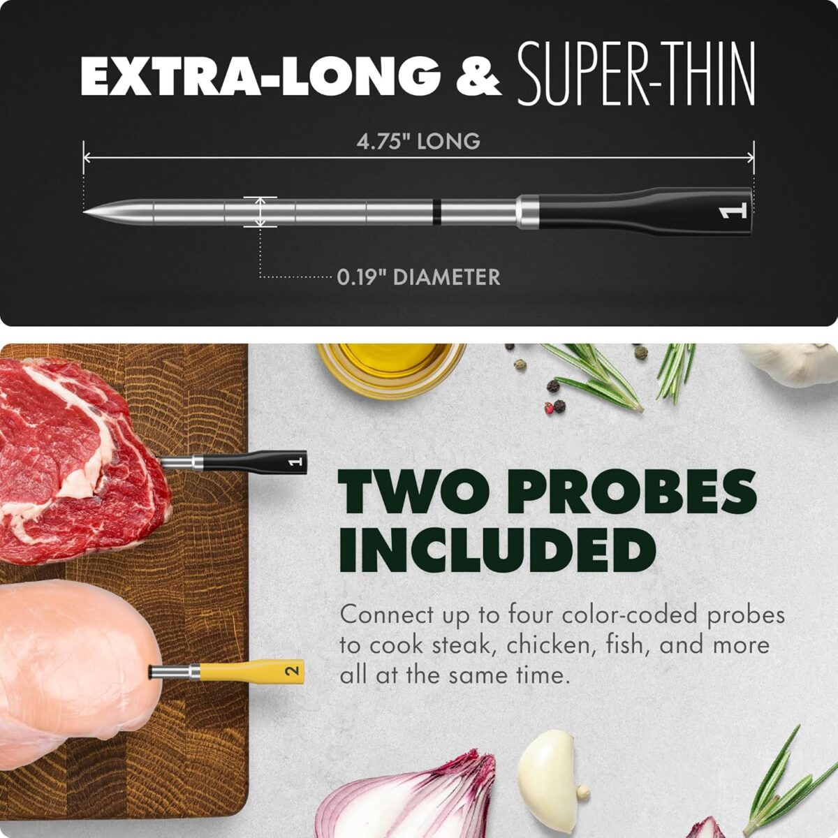 CHEF iQ Sense [2025 Model] | Smart Wireless Meat Thermometer | 2 Ultra-Thin Probes | WiFi Unlimited Range | 1000°F Heat Safe | 5 Sensors | BBQ, Grill, Oven, Smoker, Air Fryer | Gen3 - Image 6