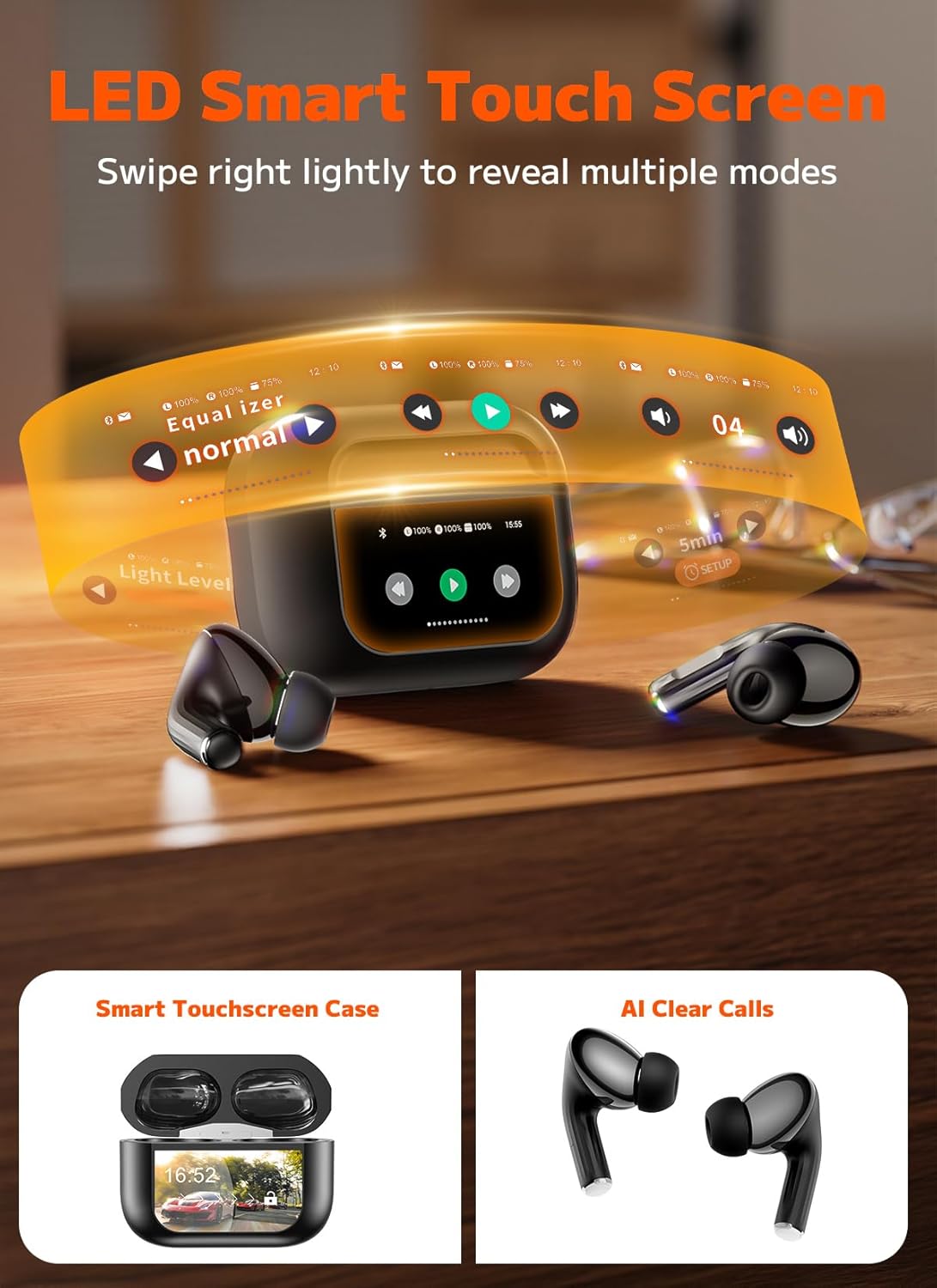 1761376040_Wireless-Earbuds-ENC-Noise-Cancelling-Ear-Buds-with-Smart-Touchscreen-Case-48H-Playtime-for-Sports-Working-Bass-Stereo-Sound-Bluetooth-5.4-Headphones-for-iPhone-1716151413Android.jpg Wireless Earbuds, ENC Noise Cancelling Ear Buds with Smart Touchscreen Case, 48H Playtime for Sports & Working, Bass Stereo Sound, Bluetooth 5.4 Headphones for iPhone 17/16/15/14/13/Android - Image 3