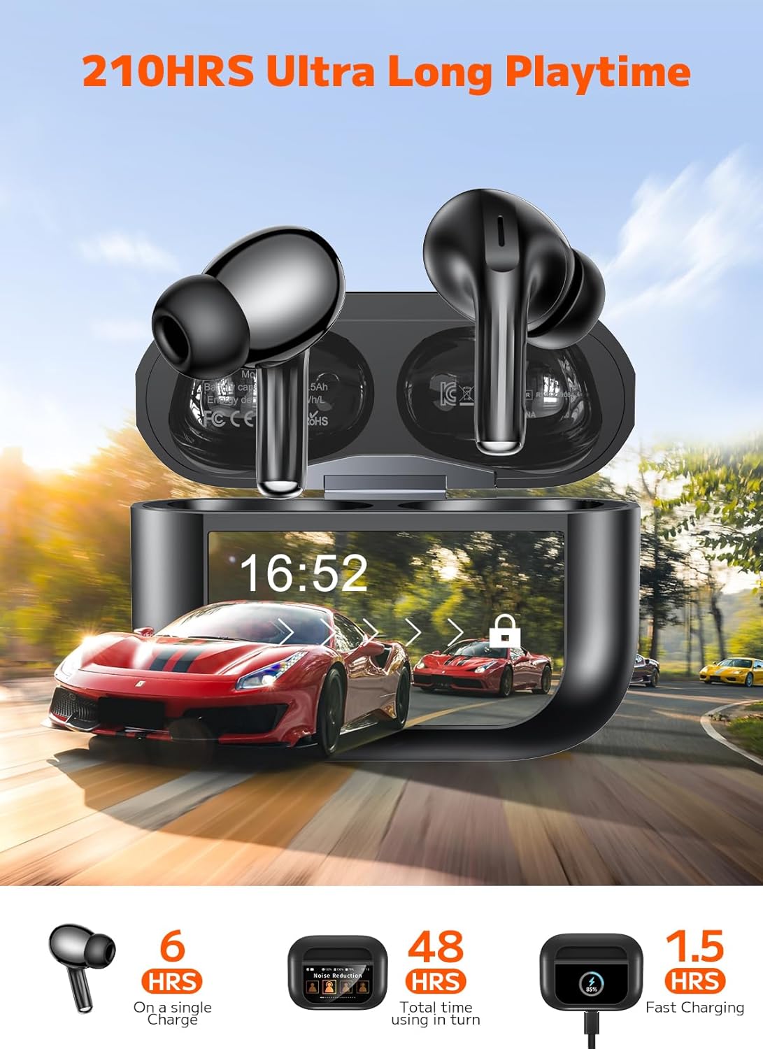 1761376042_Wireless-Earbuds-ENC-Noise-Cancelling-Ear-Buds-with-Smart-Touchscreen-Case-48H-Playtime-for-Sports-Working-Bass-Stereo-Sound-Bluetooth-5.4-Headphones-for-iPhone-1716151413Android.jpg Wireless Earbuds, ENC Noise Cancelling Ear Buds with Smart Touchscreen Case, 48H Playtime for Sports & Working, Bass Stereo Sound, Bluetooth 5.4 Headphones for iPhone 17/16/15/14/13/Android - Image 5