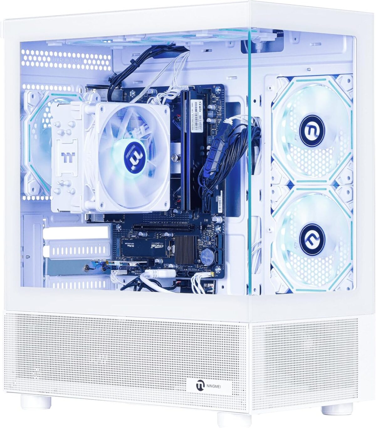 NINGMEI Soul Gaming PC Desktop,AMD Ryzen 5 5600GT 6 core 3.6GHz(up to 4.6GHz),AMD Radeon Vega 7 Graphics,16GB DDR4 RAM 3200MHz,1TB NVME SSD,550W PSU, Windows 11 Home 64-bit,White - Image 4