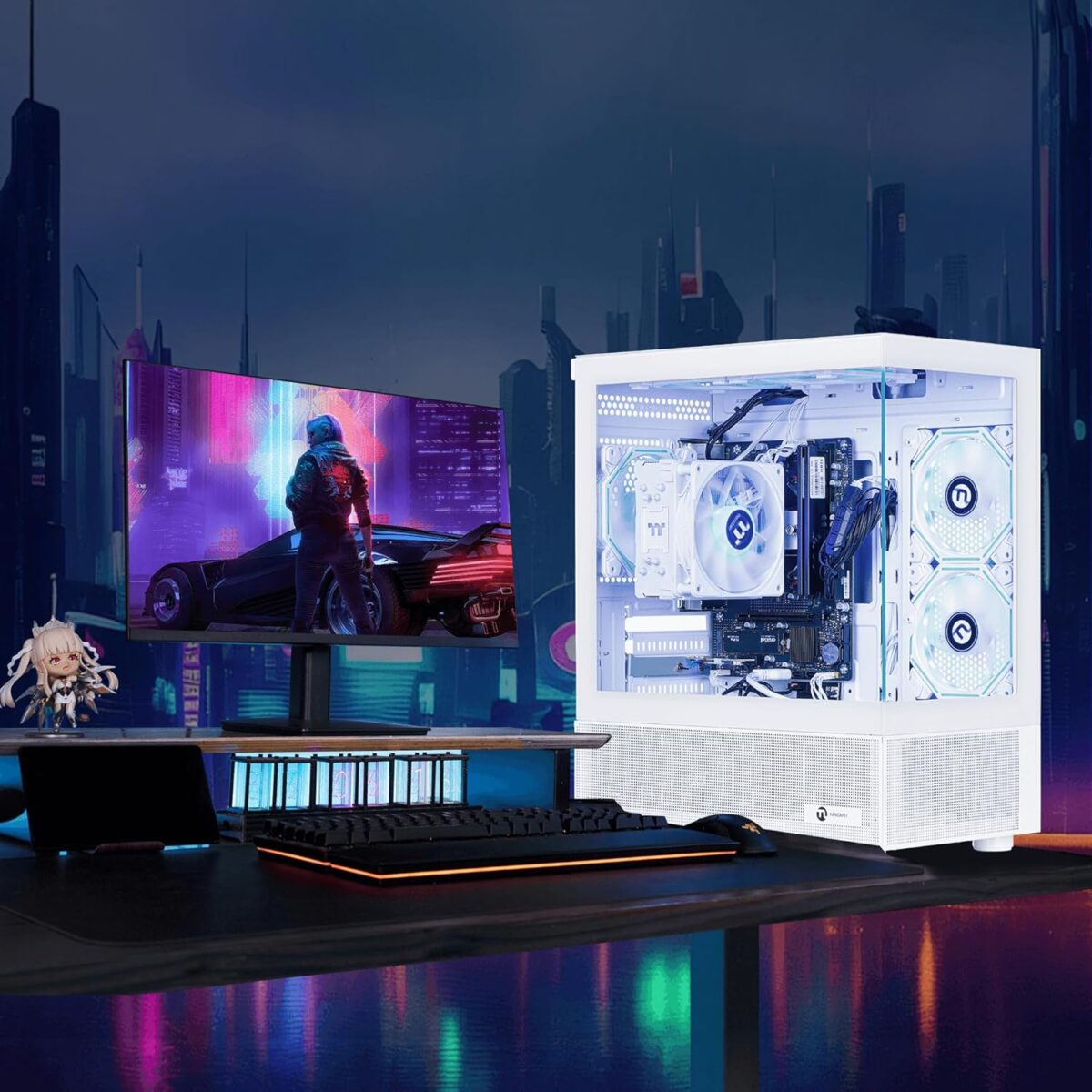 NINGMEI Soul Gaming PC Desktop,AMD Ryzen 5 5600GT 6 core 3.6GHz(up to 4.6GHz),AMD Radeon Vega 7 Graphics,16GB DDR4 RAM 3200MHz,1TB NVME SSD,550W PSU, Windows 11 Home 64-bit,White - Image 10