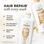 Pantene Shampoo & Conditioner Set, Daily Moisture Renewal - Pro-V Nutrients for Dry, Color-Treated, Straight to Curly Hair, 72-Hour Hydration & Softness, 52.8 Oz Total + Miracle Rescue Shot (0.5 Oz) - Image 3