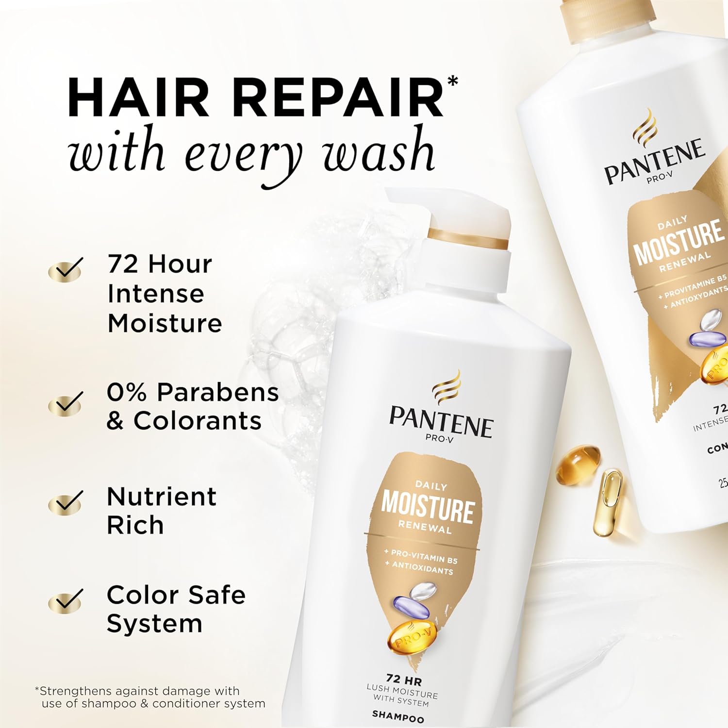 1761380706_Pantene-Shampoo-Conditioner-Set-Daily-Moisture-Renewal-Pro-V-Nutrients-for-Dry-Color-Treated-Straight-to-Curly-Hair-72-Hour-Hydration-Softness-52.8-Oz-Total-Miracle-Rescue-Shot-0.5-Oz.jpg Pantene Shampoo & Conditioner Set, Daily Moisture Renewal - Pro-V Nutrients for Dry, Color-Treated, Straight to Curly Hair, 72-Hour Hydration & Softness, 52.8 Oz Total + Miracle Rescue Shot (0.5 Oz) - Image 3