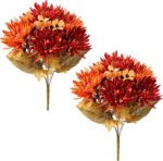 Ivydale Artificial Mums for Outdoors Fall Fake Flowers for Planters, 2 Bundles Faux Silk Chrysanthemum Bouquets, 24 Heads Flower with Long Stems for Wedding Party Home Decor - Image 3