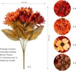 Ivydale Artificial Mums for Outdoors Fall Fake Flowers for Planters, 2 Bundles Faux Silk Chrysanthemum Bouquets, 24 Heads Flower with Long Stems for Wedding Party Home Decor - Image 4