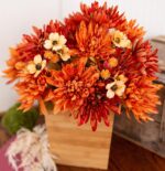 Ivydale Artificial Mums for Outdoors Fall Fake Flowers for Planters, 2 Bundles Faux Silk Chrysanthemum Bouquets, 24 Heads Flower with Long Stems for Wedding Party Home Decor - Image 7