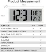 TXL 14.2" Large Digital Day Wall Clock, Custom 8 Languages Calendar, Count up-Down Timer and Temp Reminder, 12/24Hr Desktop Alarm Clock with Extra Large Display for Home Office Studio Hotel, White - Image 3