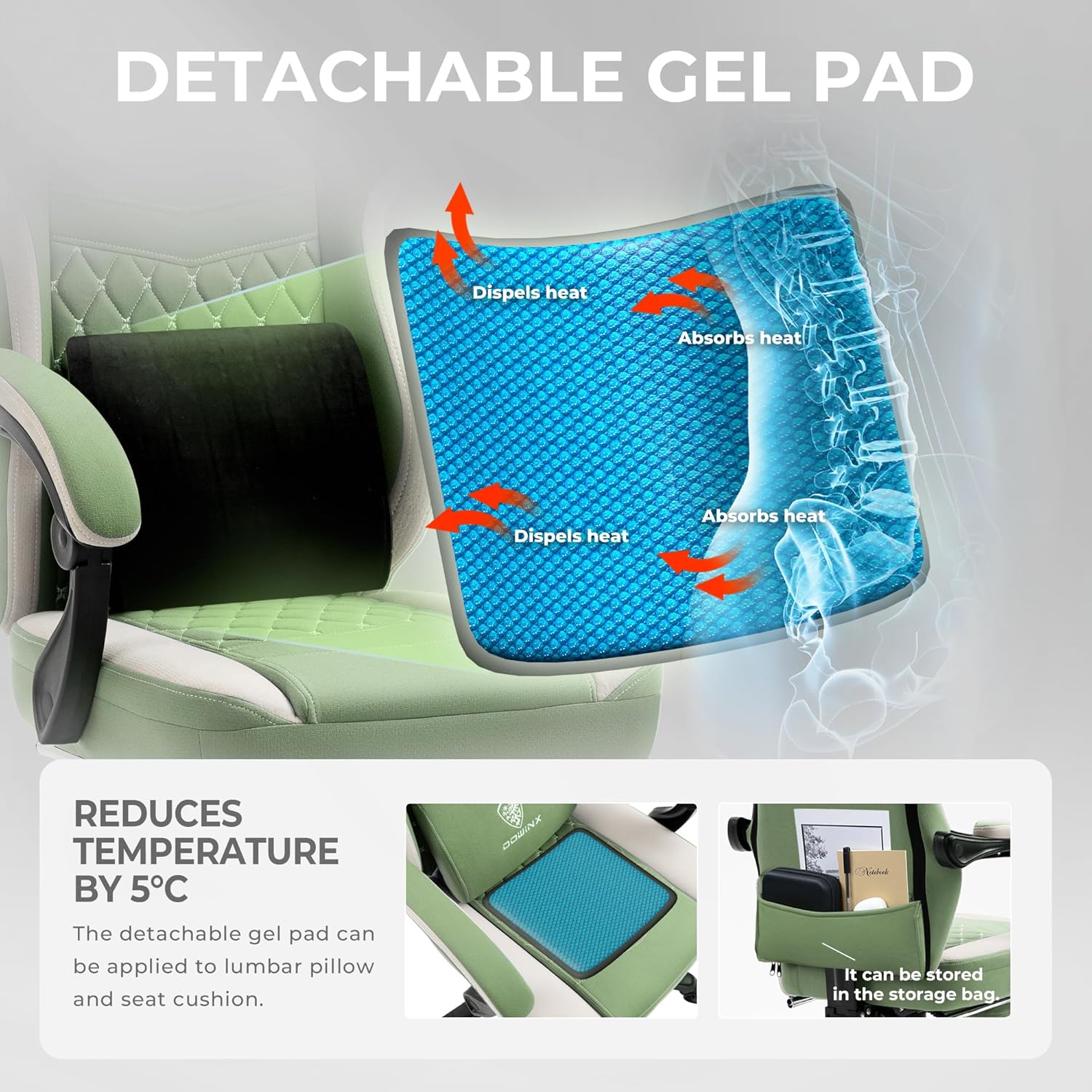 1761381878_Dowinx-Gaming-Chair-Breathable-Fabric-Game-Chair-with-Gel-Pad-and-Storage-Bag-Comfortable-Gamer-Chair-with-Pocket-Spring-Cushion-Ergonomic-Computer-Chair-with-Footrest-Green.jpg Dowinx Gaming Chair Breathable Fabric Game Chair with Gel Pad and Storage Bag, Comfortable Gamer Chair with Pocket Spring Cushion, Ergonomic Computer Chair with Footrest, Green - Image 7