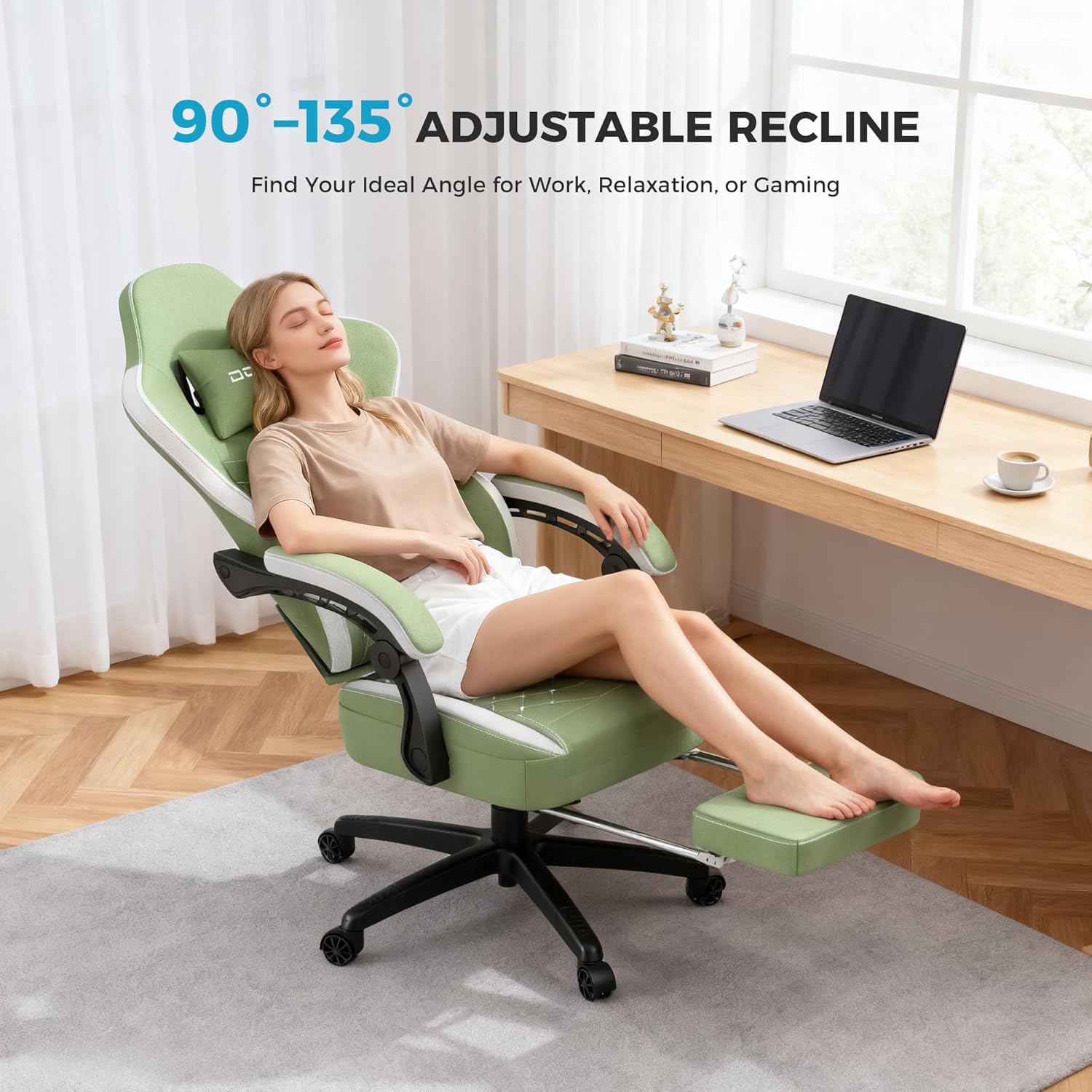 1761381882_Dowinx-Gaming-Chair-Breathable-Fabric-Game-Chair-with-Gel-Pad-and-Storage-Bag-Comfortable-Gamer-Chair-with-Pocket-Spring-Cushion-Ergonomic-Computer-Chair-with-Footrest-Green.jpg Dowinx Gaming Chair Breathable Fabric Game Chair with Gel Pad and Storage Bag, Comfortable Gamer Chair with Pocket Spring Cushion, Ergonomic Computer Chair with Footrest, Green - Image 9