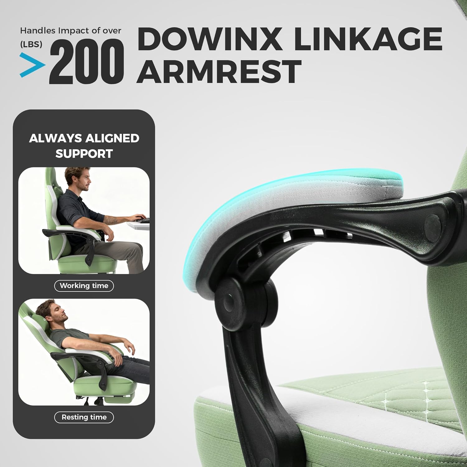 1761381884_Dowinx-Gaming-Chair-Breathable-Fabric-Game-Chair-with-Gel-Pad-and-Storage-Bag-Comfortable-Gamer-Chair-with-Pocket-Spring-Cushion-Ergonomic-Computer-Chair-with-Footrest-Green.jpg Dowinx Gaming Chair Breathable Fabric Game Chair with Gel Pad and Storage Bag, Comfortable Gamer Chair with Pocket Spring Cushion, Ergonomic Computer Chair with Footrest, Green - Image 10