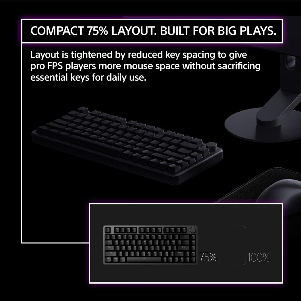 Sony INZONE KBD-H75 75% Wired Aluminum Chassis Gaming Keyboard, Hall-Effect Switch, Rapid Trigger, Adjustable Actuation Point, 8000 Hz Polling Rate, RGB Lighting, Volume Dial - Image 6