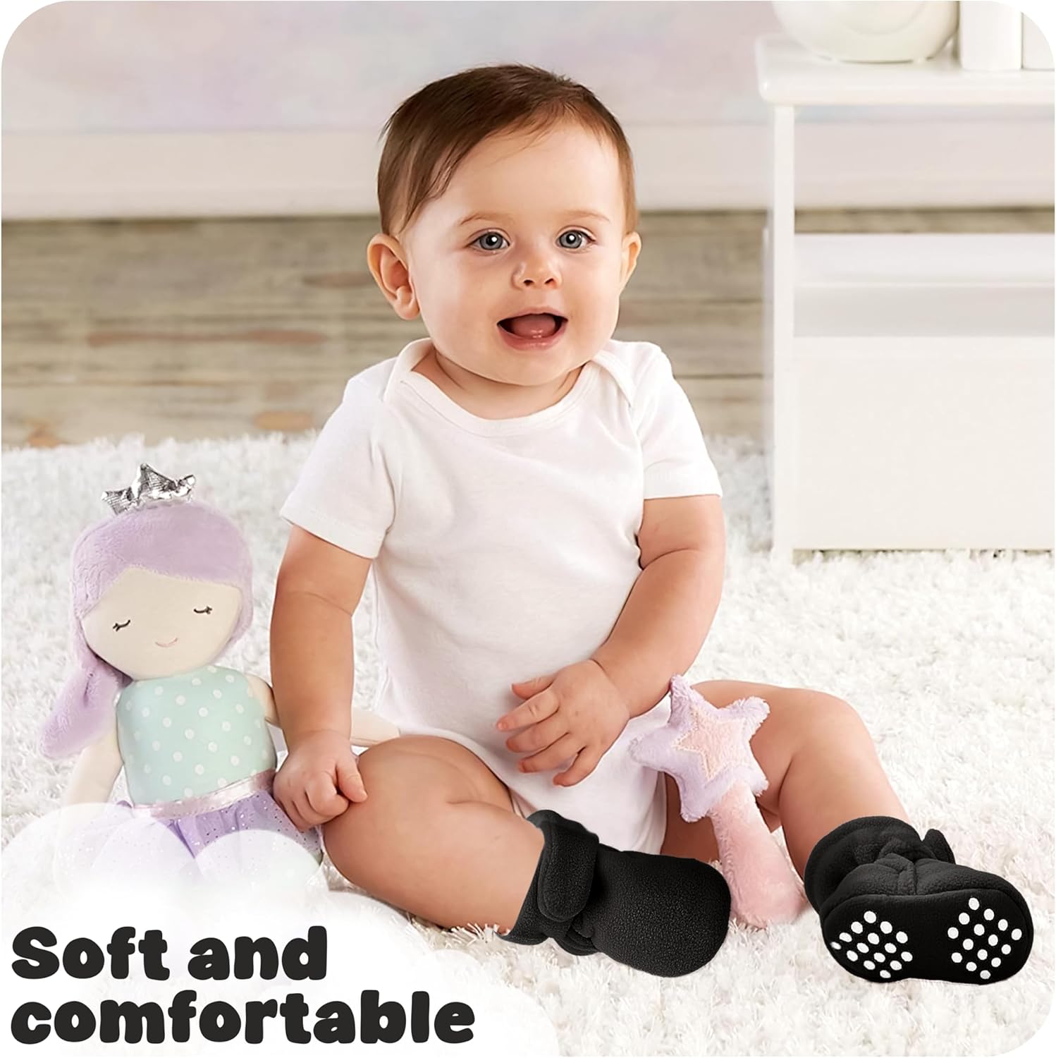 1761386107_Baby-Fleece-Booties-Newborn-Unisex-Booties-Non-Slip-Newborn-Infant-First-Walkers-Warm-Shoes-House-Slippers-for-Baby-Boys-Baby-Girls-Toddlers.jpg Baby Fleece Booties Newborn Unisex Booties Non-Slip Newborn Infant First Walkers Warm Shoes House Slippers for Baby Boys & Baby Girls Toddlers - Image 3
