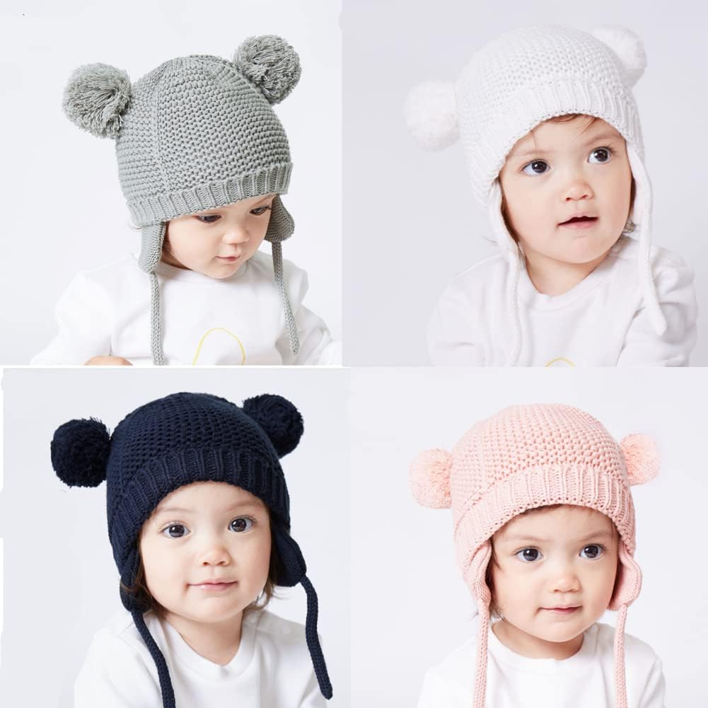 1761386408_Baby-Beanie-Earflaps-Hat-Infant-Toddler-Girls-Boys-Soft-Warm-Knit-Hat-Kids-Winter-Hat-with-Fleece-Lining.jpg Baby Beanie Earflaps Hat - Infant Toddler Girls Boys Soft Warm Knit Hat Kids Winter Hat with Fleece Lining - Image 3