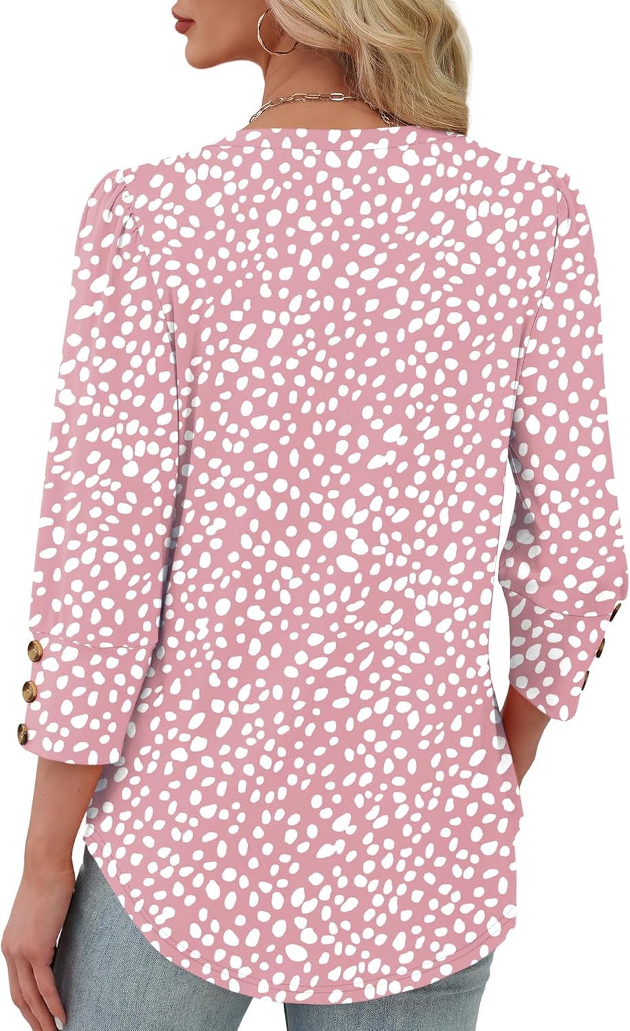 1761389375_XIEERDUO-Womens-34-Sleeve-Tops-with-Buttons-V-Neck-Summer-Outfits-Casual-Blouses-Shirts-Beach-Vacation-Fall-Clothes-2025.jpg XIEERDUO Womens 3/4 Sleeve Tops with Buttons V-Neck Summer Outfits Casual Blouses Shirts Beach Vacation Fall Clothes 2025 - Image 6