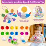 Baby Toys for 6 to 12 Months, Montessori Sensory Bins & Teething Toys, 6 in 1 Stacking Blocks, Rings, Eggs, Spinner, Crab Shape, 27 Pieces, Ages 6-36 Months - Image 6