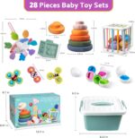 Baby Toys for 6 to 12 Months, Montessori Sensory Bins & Teething Toys, 6 in 1 Stacking Blocks, Rings, Eggs, Spinner, Crab Shape, 27 Pieces, Ages 6-36 Months - Image 7