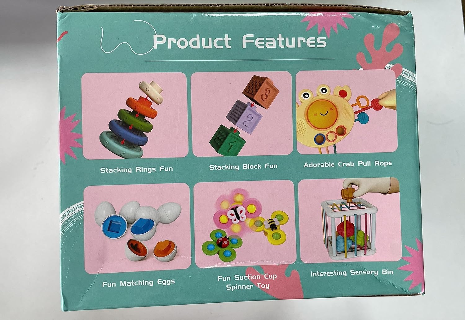 1761427583_Baby-Toys-for-6-to-12-Months-Montessori-Sensory-Bins-Teething-Toys-6-in-1-Stacking-Blocks-Rings-Eggs-Spinner-Crab-Shape-27-Pieces-Ages-6-36-Months.jpg Baby Toys for 6 to 12 Months, Montessori Sensory Bins & Teething Toys, 6 in 1 Stacking Blocks, Rings, Eggs, Spinner, Crab Shape, 27 Pieces, Ages 6-36 Months - Image 11
