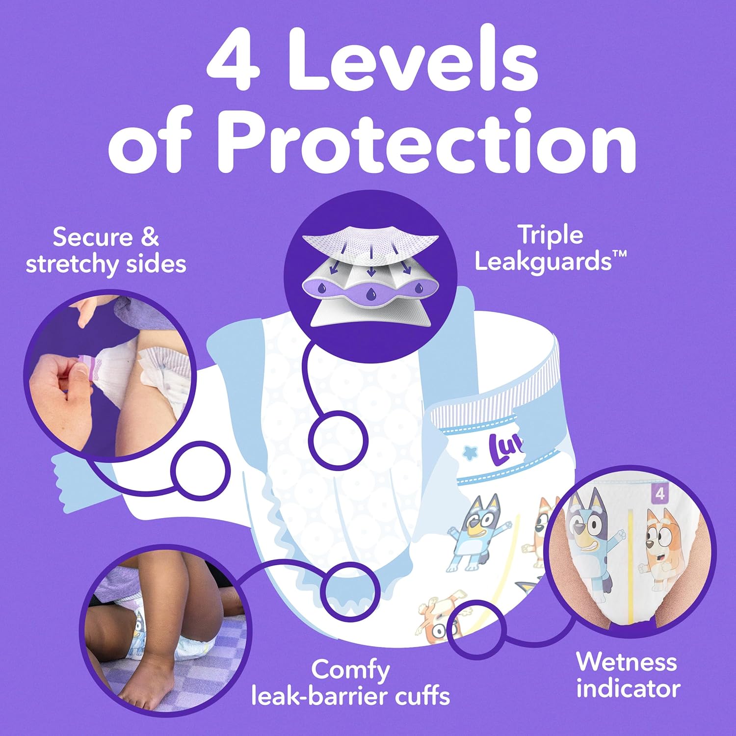 1761428055_Luvs-Size-8-Baby-Diapers-Platinum-Protection-Bluey-Diapers-for-Day-NightSize-8-108-Count.jpg Luvs Size 8 Baby Diapers, Platinum Protection Bluey Diapers for Day & Night,Size 8, 108 Count - Image 3