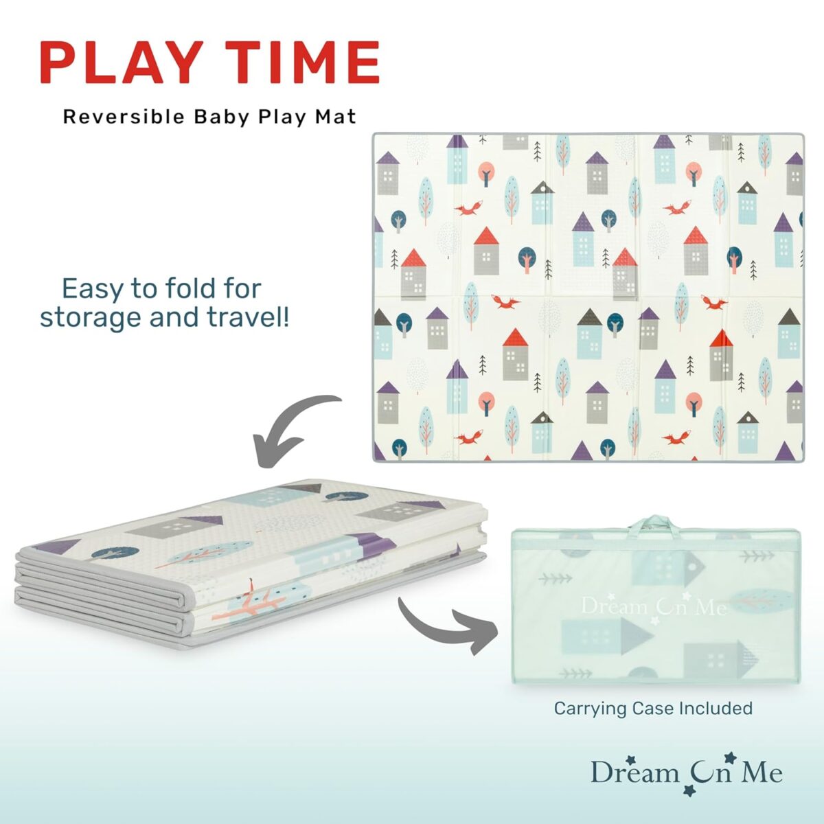 Dream On Me Play Time Reversible Baby Playmat, Foldable Extra Large Thick Foam Crawling Playmats for Toddlers, Waterproof Portable Playmat for Babies - Image 5