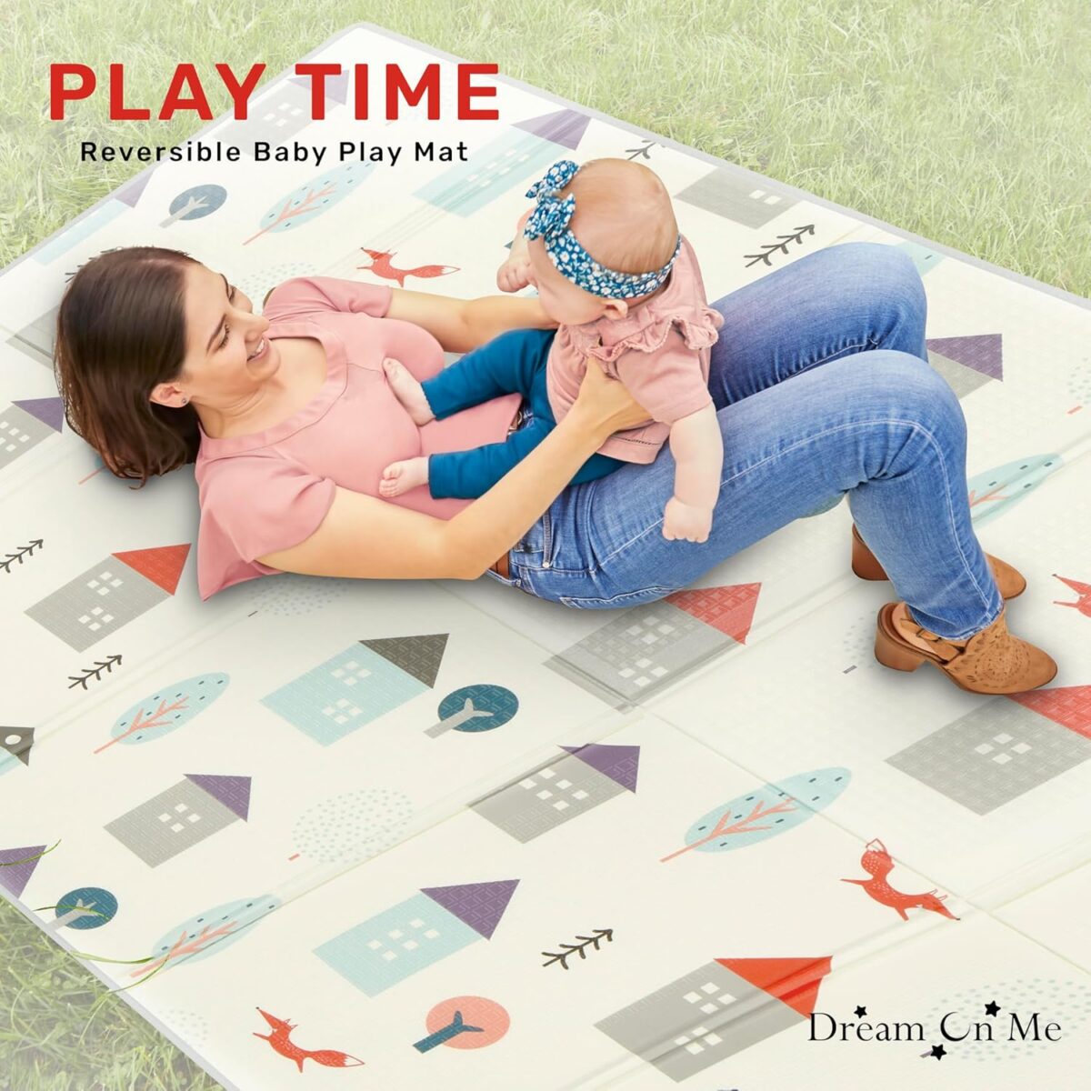 Dream On Me Play Time Reversible Baby Playmat, Foldable Extra Large Thick Foam Crawling Playmats for Toddlers, Waterproof Portable Playmat for Babies - Image 7