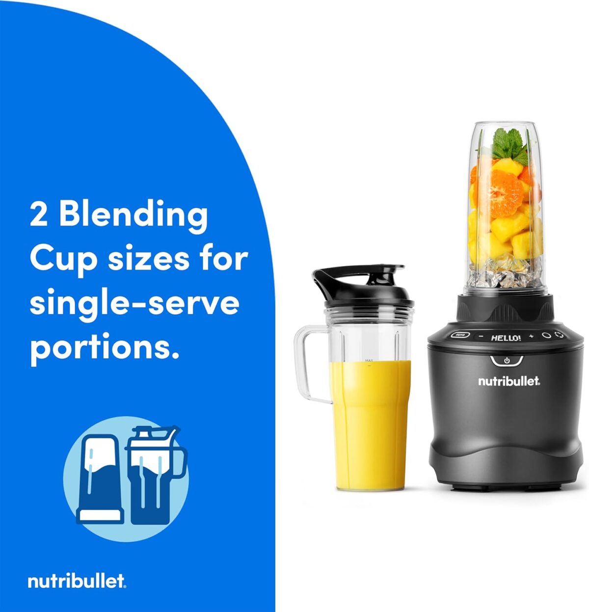 nutribullet® SmartSense Blender Combo, 1400W, 64oz Pitcher, 32oz & 24oz Cups, 5-Speed, Smoothies, Ice and Frozen Fruit, Nut Milk, Soup, Gunmetal Gray, NBF50700 - Image 9