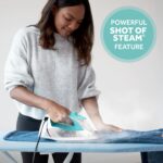 Sunbeam Turbo Steam Iron 1400W Quick Heat Stainless Steel Soleplate Shot of Steam Horizontal and Vertical 3 Way Auto Off 240ml Water Tank White Teal - Image 3