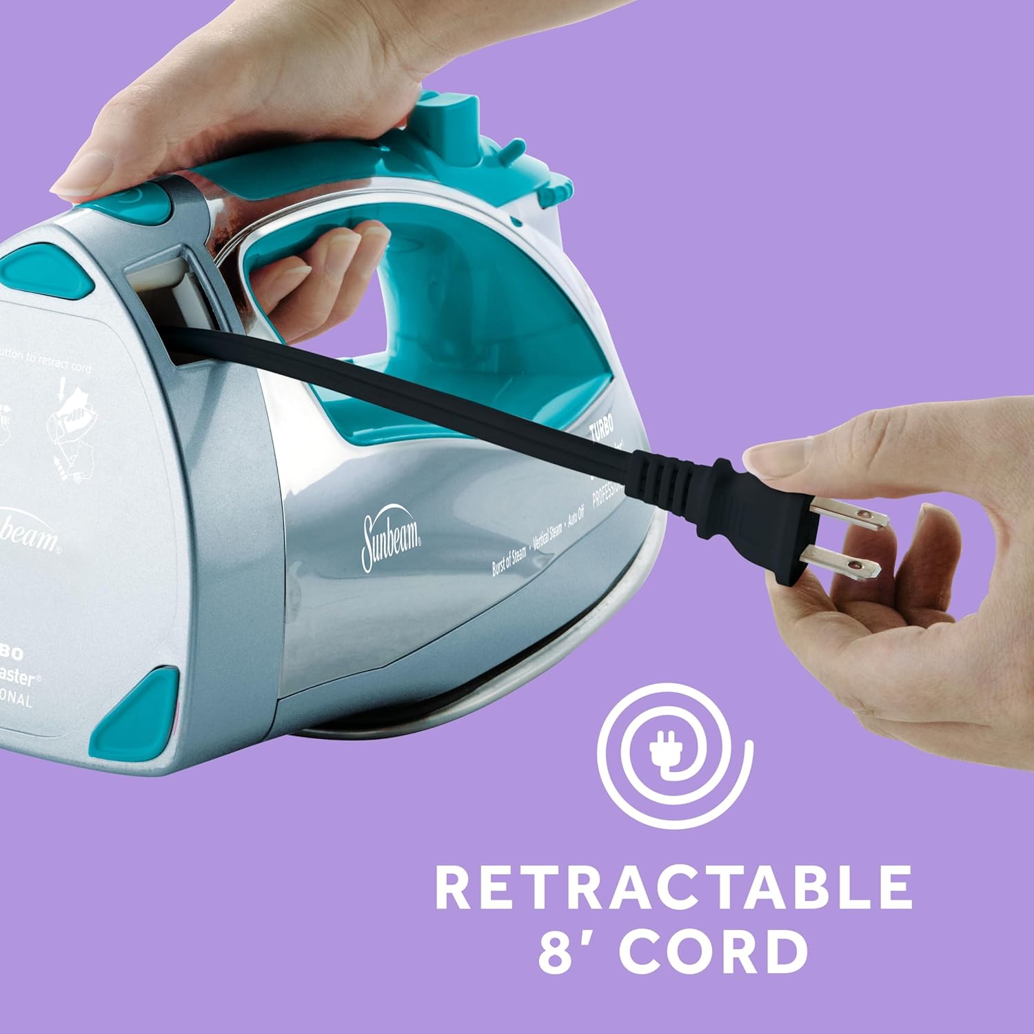 1761429486_Sunbeam-Turbo-Steam-Iron-1400W-Quick-Heat-Stainless-Steel-Soleplate-Shot-of-Steam-Horizontal-and-Vertical-3-Way-Auto-Off-240ml-Water-Tank-White-Teal.jpg Sunbeam Turbo Steam Iron 1400W Quick Heat Stainless Steel Soleplate Shot of Steam Horizontal and Vertical 3 Way Auto Off 240ml Water Tank White Teal - Image 7