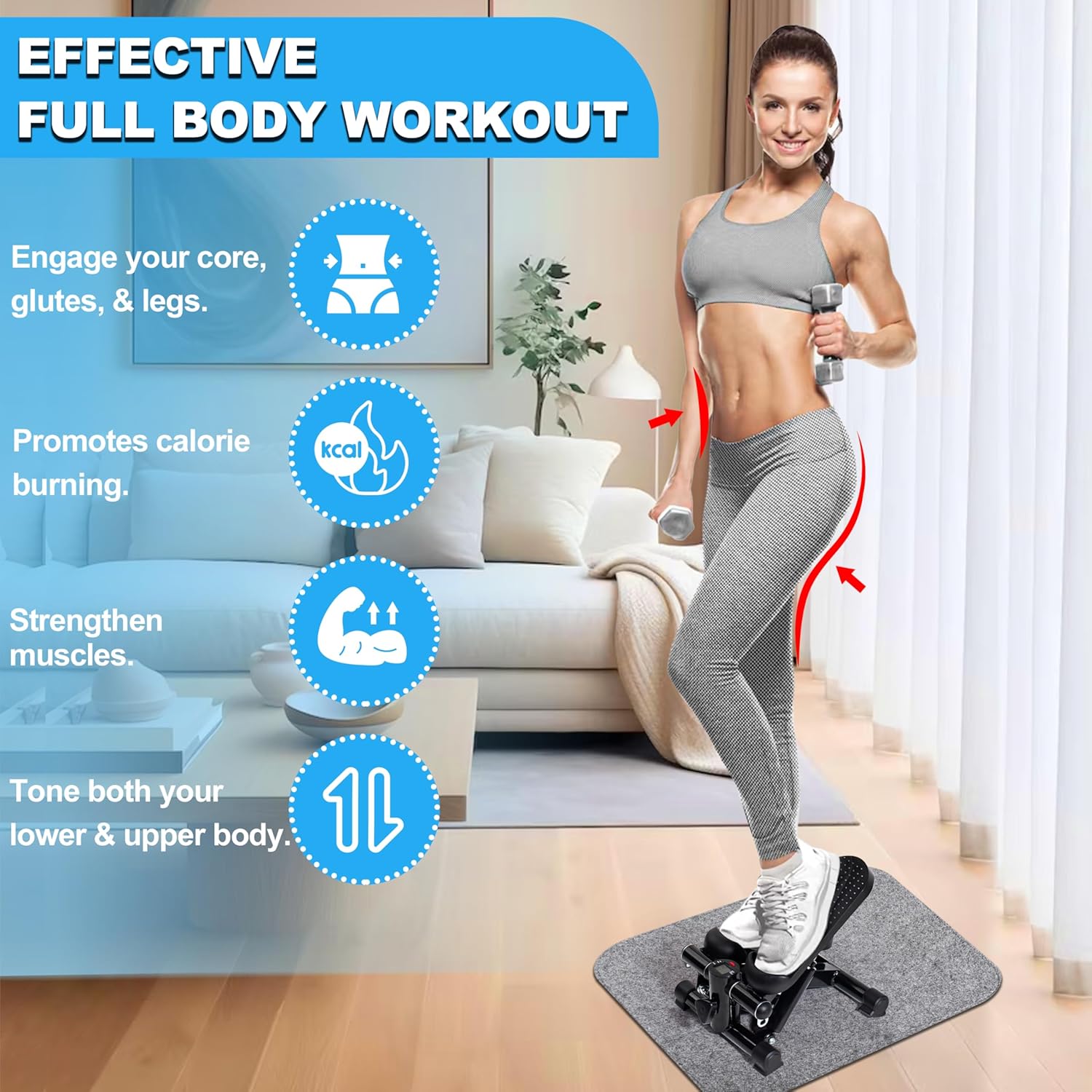 1761432001_TOPMAJOR-Steppers-for-Exercise-at-Home-with-330-lbs-Weight-Capacity-Resistance-Bands-Non-Slip-Mat-for-Full-Body-Workout-Adjustable-Height-Hydraulic-Stepper-with-LCD-to-Monitor-Steps-Time.jpg TOPMAJOR Steppers for Exercise at Home with 330 lbs Weight Capacity, Resistance Bands & Non-Slip Mat for Full Body Workout, Adjustable Height Hydraulic Stepper with LCD to Monitor Steps & Time - Image 3
