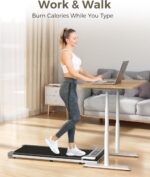 Under Desk Treadmill, Walking Pad for Home and Office, 2.5 HP Portable Walking Jogging Running Machine with Remote Control and LED Display, Silver - Image 3