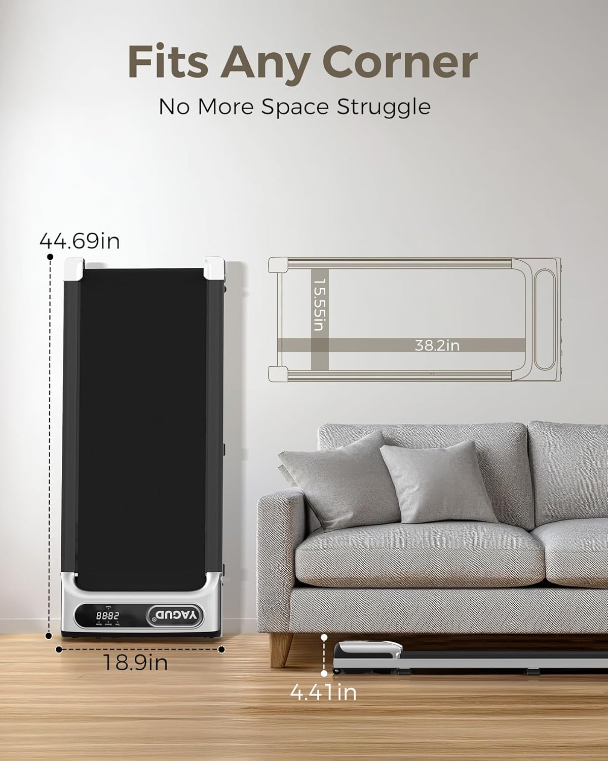 1761432264_Under-Desk-Treadmill-Walking-Pad-for-Home-and-Office-2.5-HP-Portable-Walking-Jogging-Running-Machine-with-Remote-Control-and-LED-Display-Silver.jpg Under Desk Treadmill, Walking Pad for Home and Office, 2.5 HP Portable Walking Jogging Running Machine with Remote Control and LED Display, Silver - Image 4